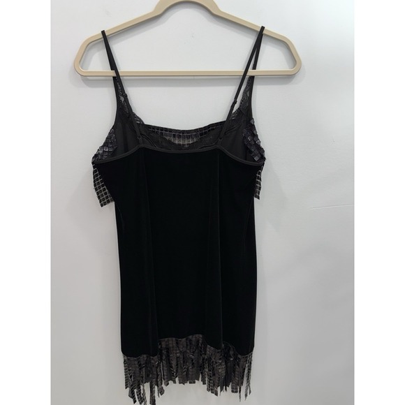 Gillian & O'Malley Black Sequin Trim Slip Pajama Dress S Dark Romantic Goth - Picture 11 of 11